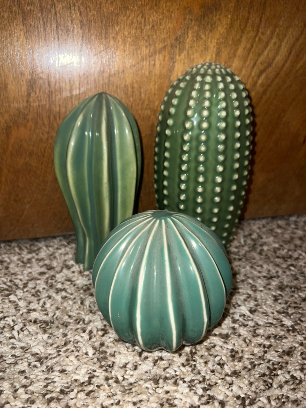 Green Ceramic Cactus Accent Set - Decorative Home Accents